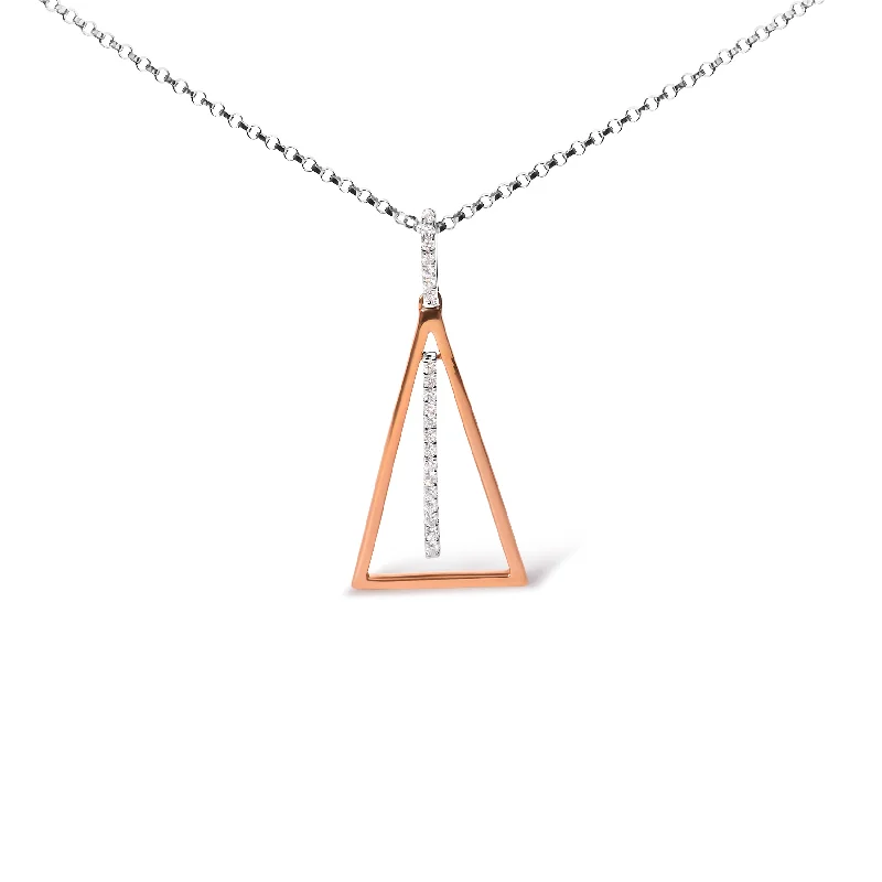 New moon necklaces-14K Rose and White Gold 1/8 Cttw Diamond Windchime 18" Pendant Necklace