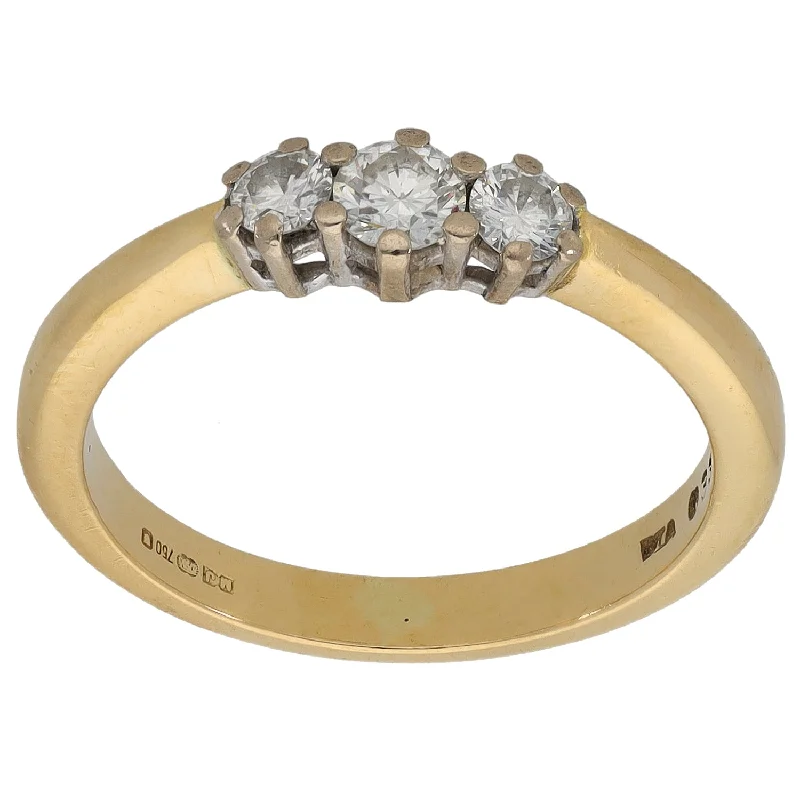 Pine grain rings-18ct Gold 0.33ct Diamond Trilogy Ring Size M