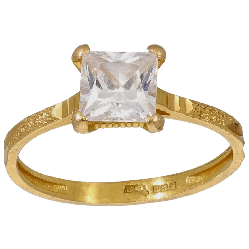 Fine stack rings-22ct Gold Cubic Zirconia Single Stone Ring Size M