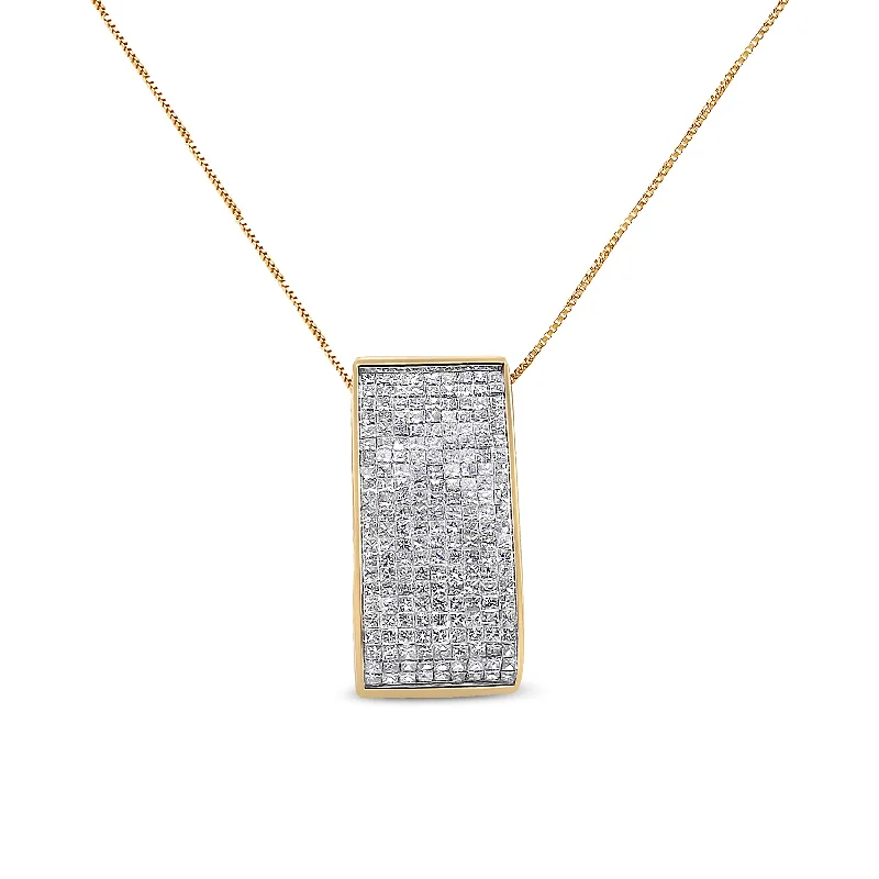 Classic photo necklaces-14K Yellow Gold Princess-Cut Diamond Pillar Pendant Necklace