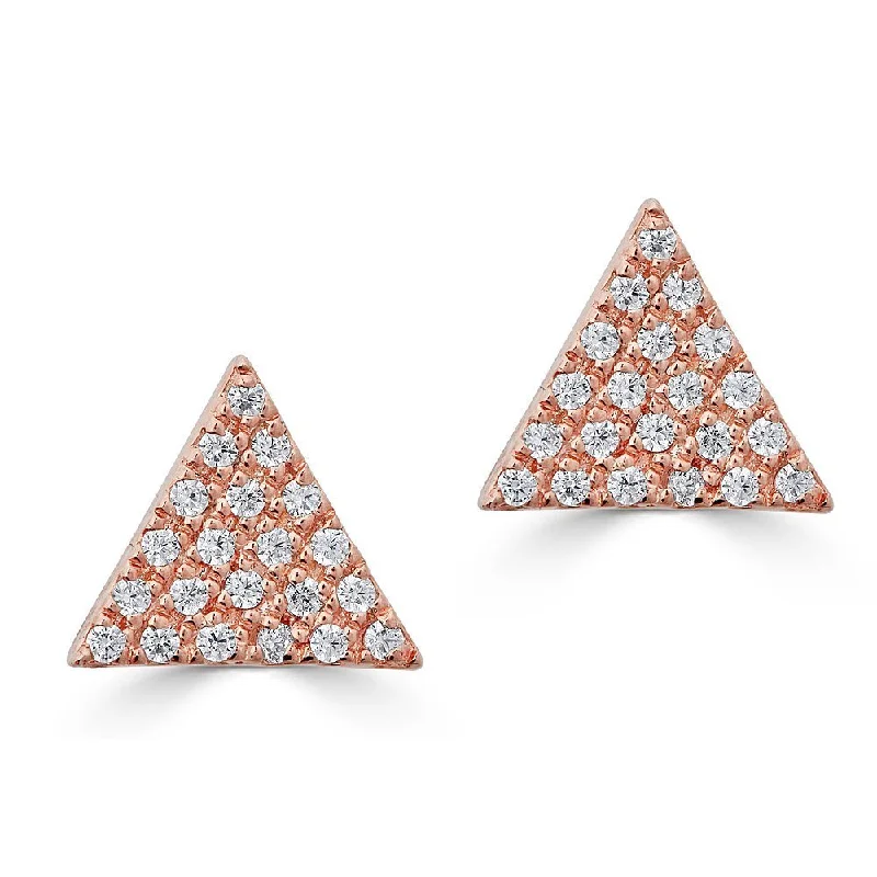 Sleek threader earrings-14KT GOLD 1/10 CTW DIAMOND PAVE TRIANGLE EARRINGS