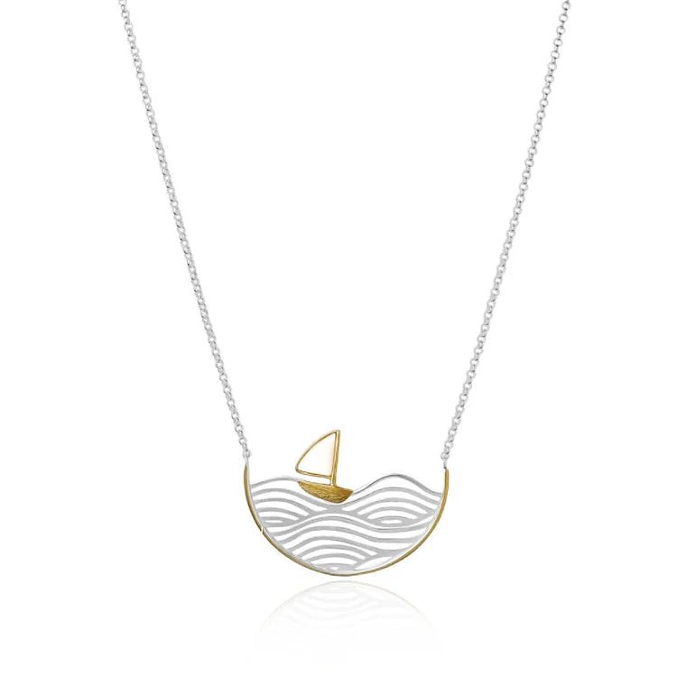 Twist knot necklaces-Creative Sailboat Necklace