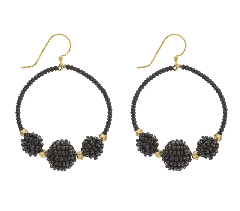 Soft clay earrings-<br> The Uptown Girl Hoops <br> Black