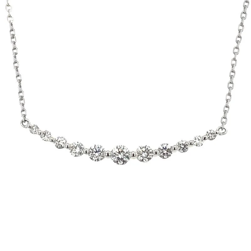 Tilted design necklaces-18K White Gold Round Diamonds Necklace