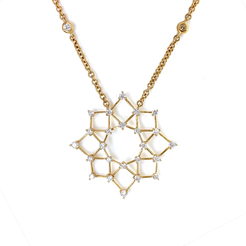 Sharp-line necklaces-18K Yellow Gold Tessellated Diamond Necklace