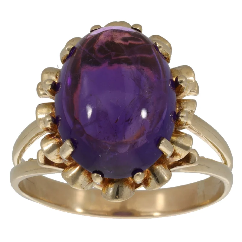 Gleaming silver rings-9ct Gold Amethyst Solitaire Ring Size W