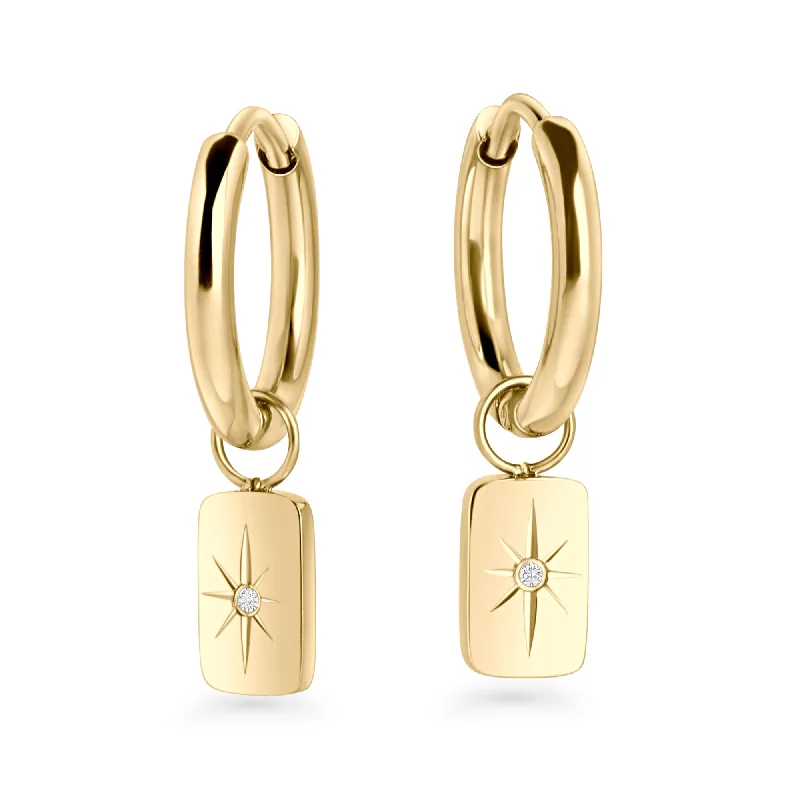 Gem strand earrings-Polaris Huggie Earrings