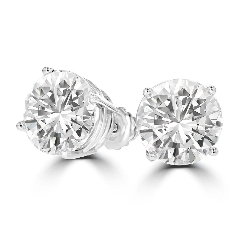 Vine pattern earrings-18KT White Gold 10.03 CTW Round Diamond Earrings