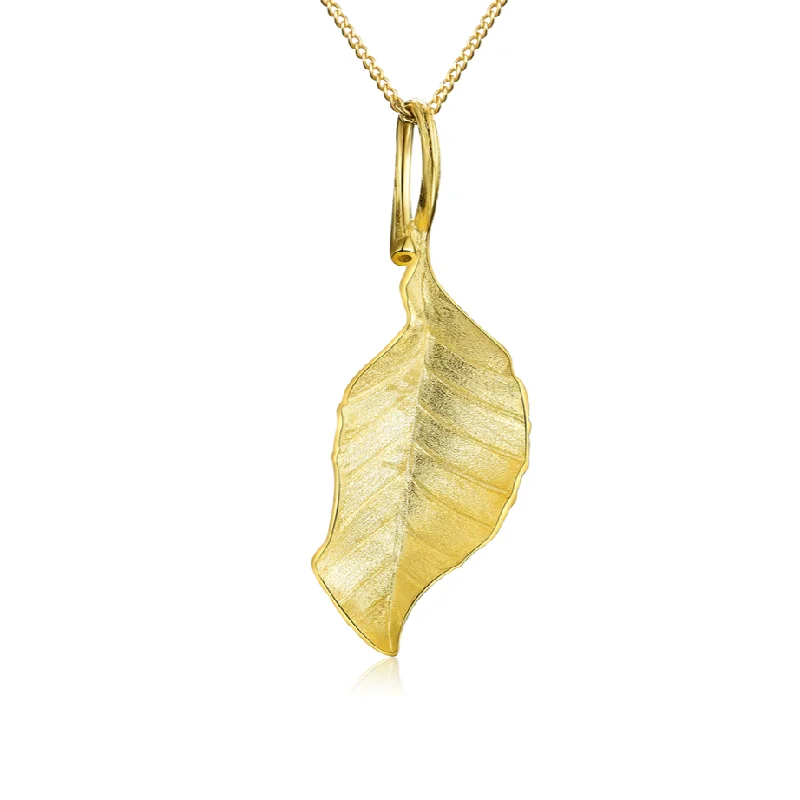 Oval shape necklaces-Elegant Autumn Long Leaves Necklace