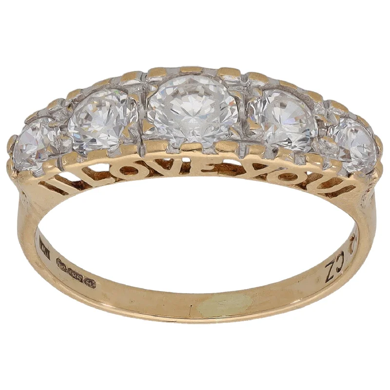 Ocean theme rings-14ct Gold Cubic Zirconia Half Eternity Ring Size L