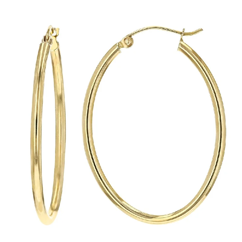 New moon earrings-14KT YELLOW GOLD OVAL HOOP EARRINGS