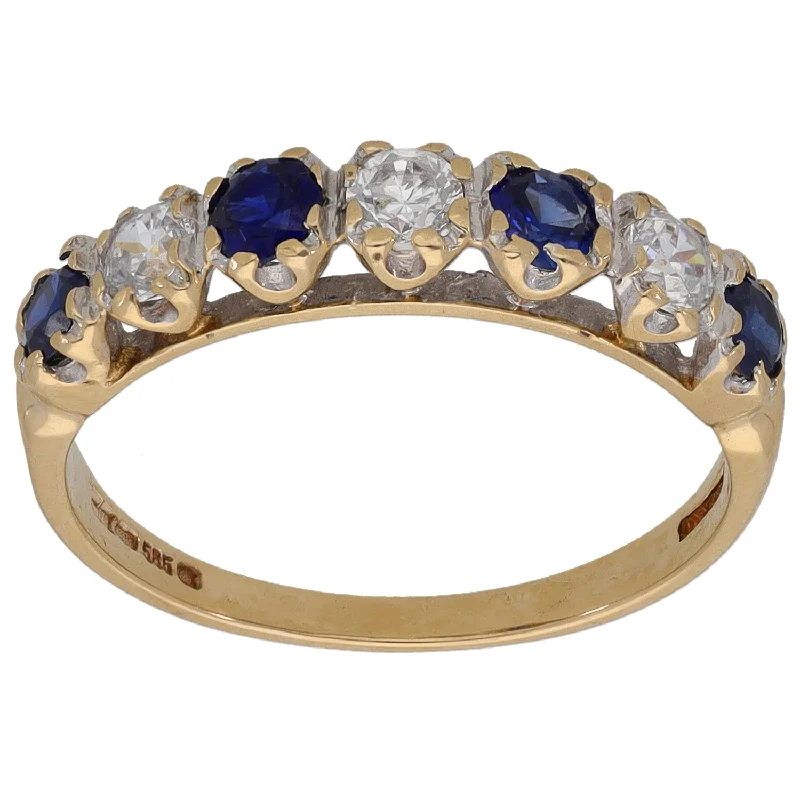 Multi-gem rings-14ct Gold Imitation Gems Half Eternity Ring Size M