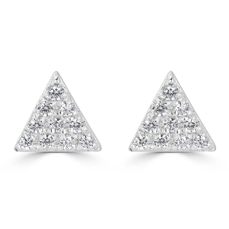 Lapis slice earrings-EMILIQUE 14KT GOLD 0.10 CTW DIAMOND TRIANGLE STUD EARRINGS