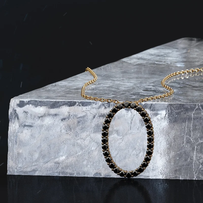 Slide clasp necklaces-Nova Natural Black Diamond Alternative Pendant with a Yellow Necklace