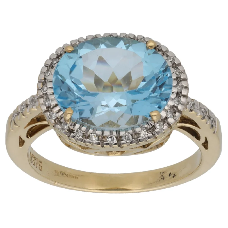 Regency style rings-9ct Gold 0.28ct Diamond & Topaz Dress/Cocktail Ring Size O