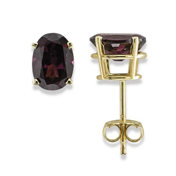 Fine drop earrings-14KT 1.90 CTW OVAL RHODOLITE GARNET EARRINGS