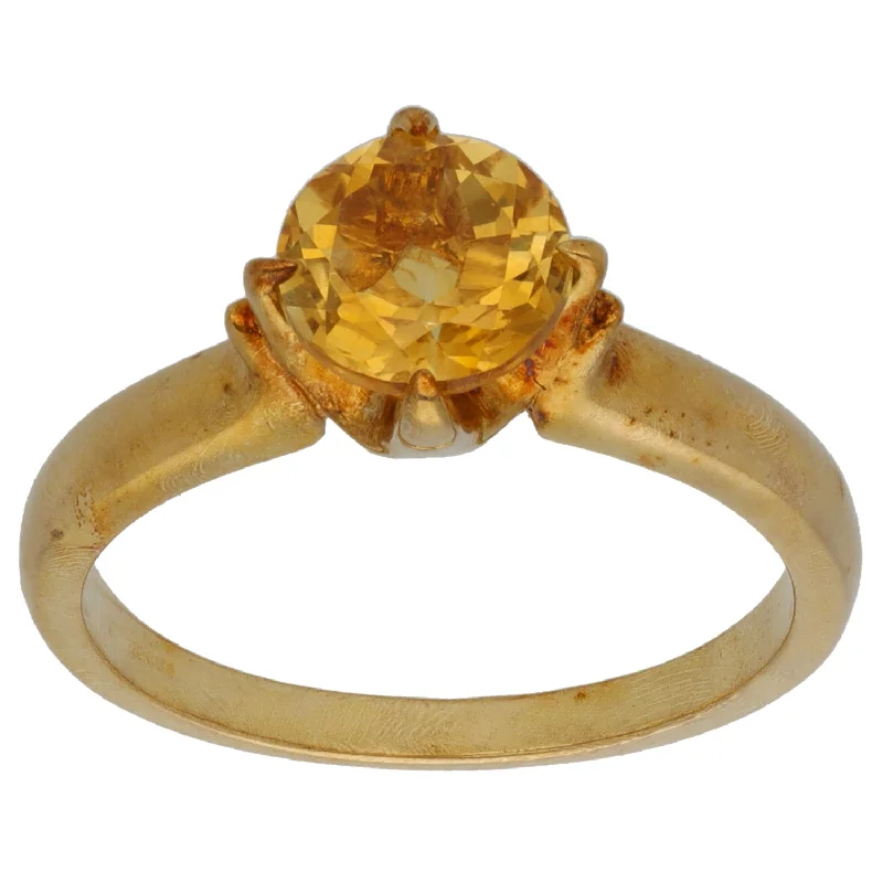 Solid band rings-9ct Gold Citrine Solitaire Ring Size N