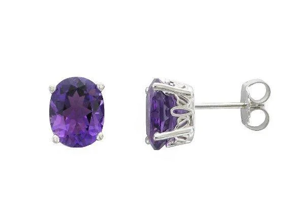 Silk cord earrings-14KT WHITE GOLD 3.40 CTW OVAL AMETHYST EARRINGS