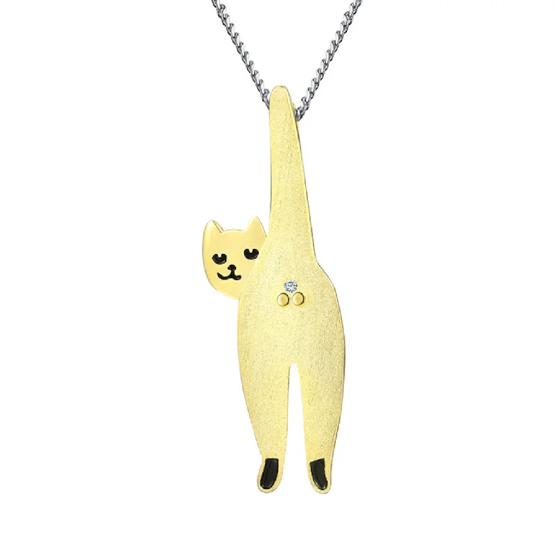 Petite stone necklaces-Long Naughty Fashion Cute Cat Necklace