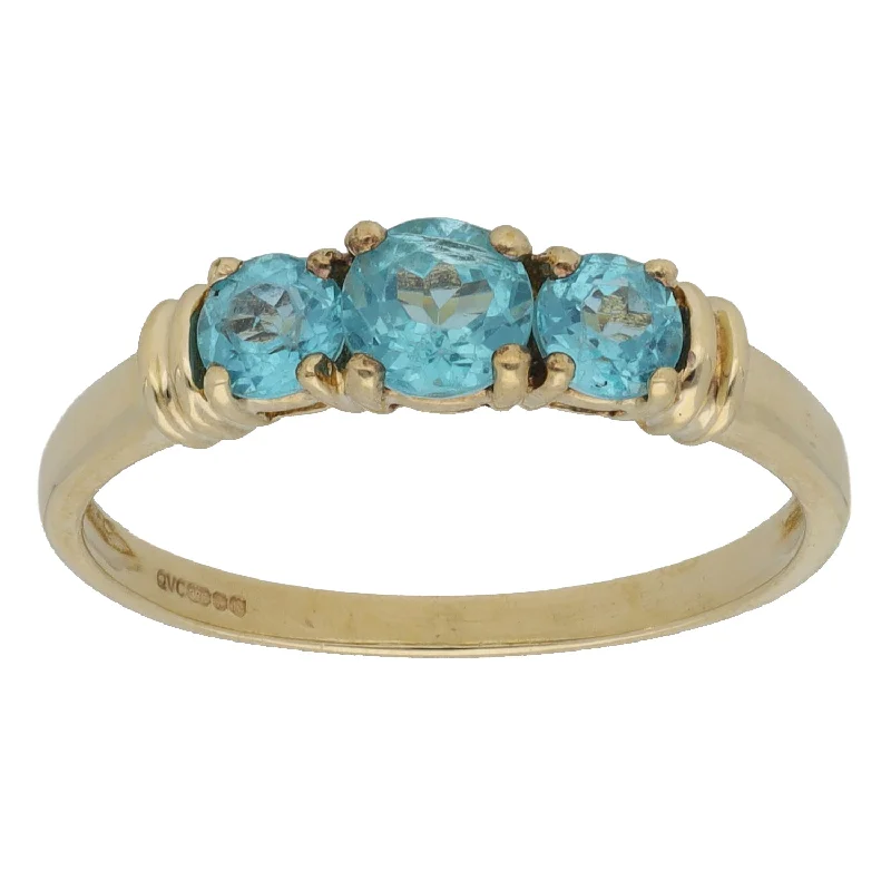 Glossy name rings-9ct Gold Apatite Trilogy Ring Size S