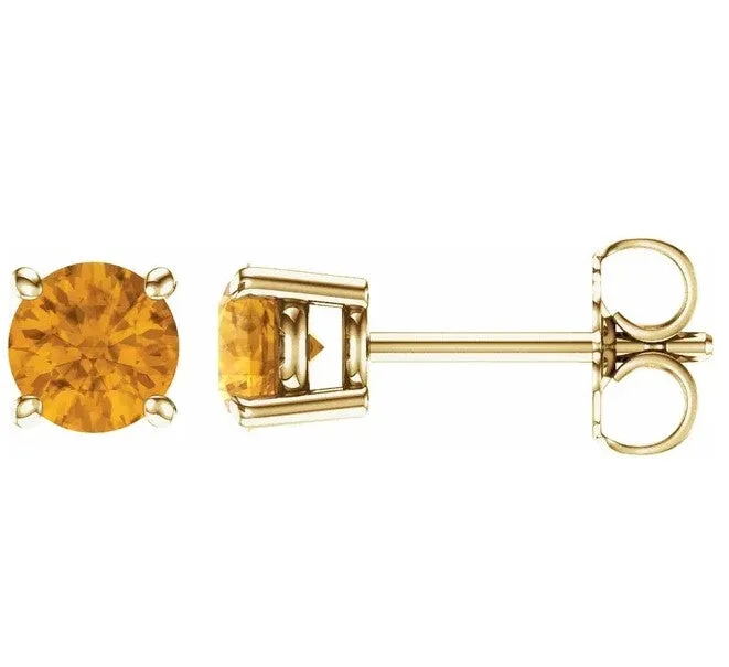 Fine rose earrings-14KT GOLD 0.80 CARAT ROUND CITRINE EARRINGS