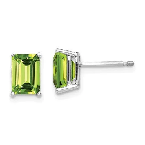 Topaz earrings-14KT WHITE GOLD 2.00 CTW EMERALD PERIDOT EARRINGS