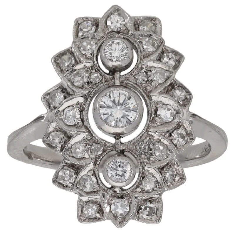 Square gem rings-18ct White Gold 0.50ct Diamond Dress/Cocktail Ring Size M