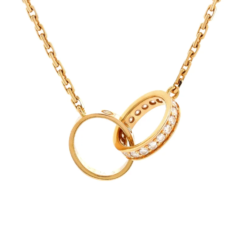 Modern art necklaces-Love Interlocking Necklace 18K Rose Gold with Diamonds