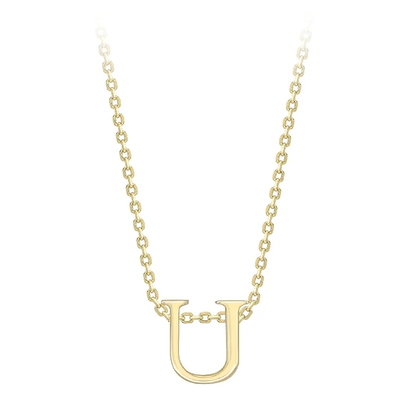 Mixed metal necklaces-9K Yellow Gold Plain 'U' Initial Pendant