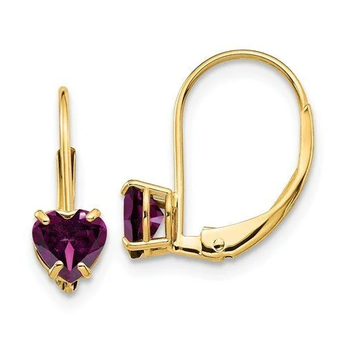 Solid ring earrings-14KT YELLOW GOLD 1.00 CTW RHODOLITE GARNET LEVERBACK EARRINGS