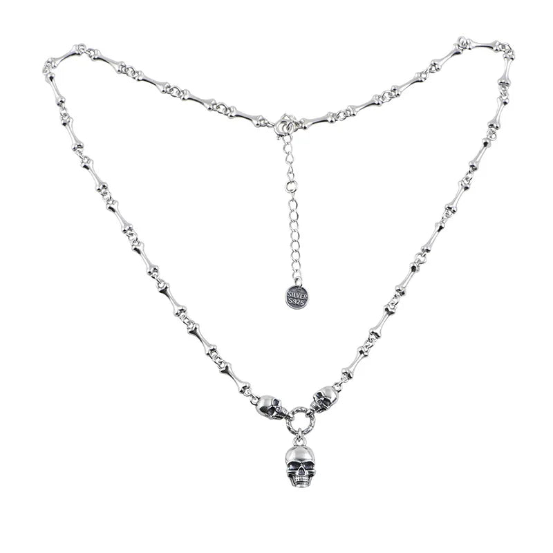 Ripple pattern necklaces-Retro Punk Skull Stick Bone Necklace