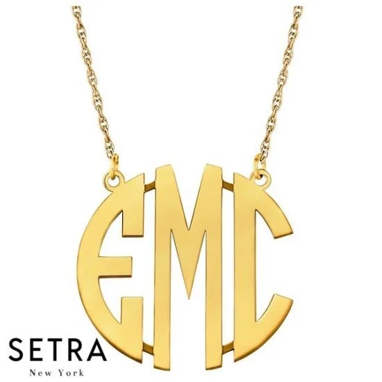 Thin wire necklaces-3 INITITAL NECKLACE MONOGRAMS PERSONALIZED 14K GOLD