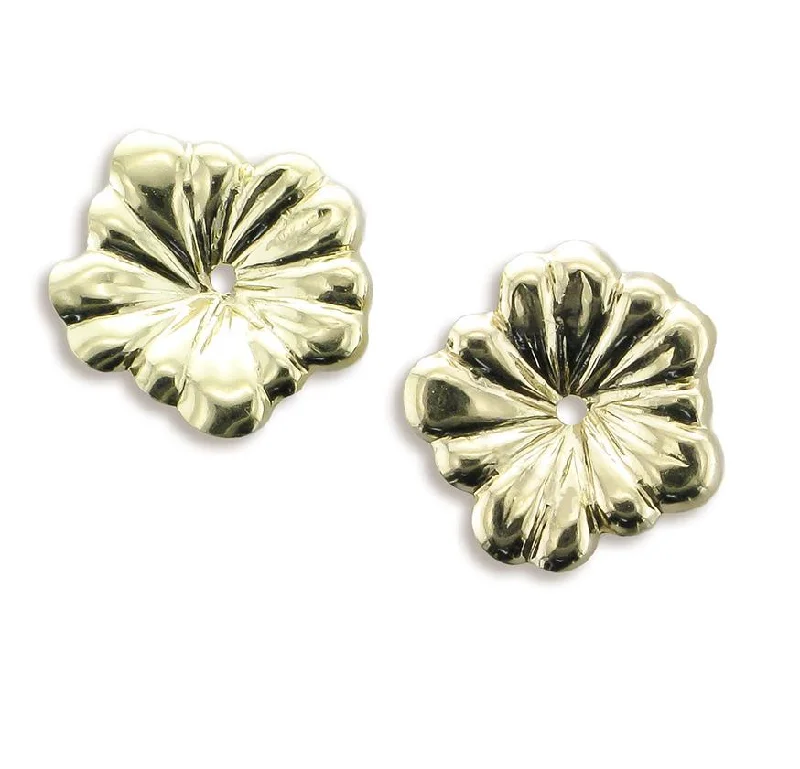 Ripple shape earrings-14KT Yellow Gold Flower Earring Jackets