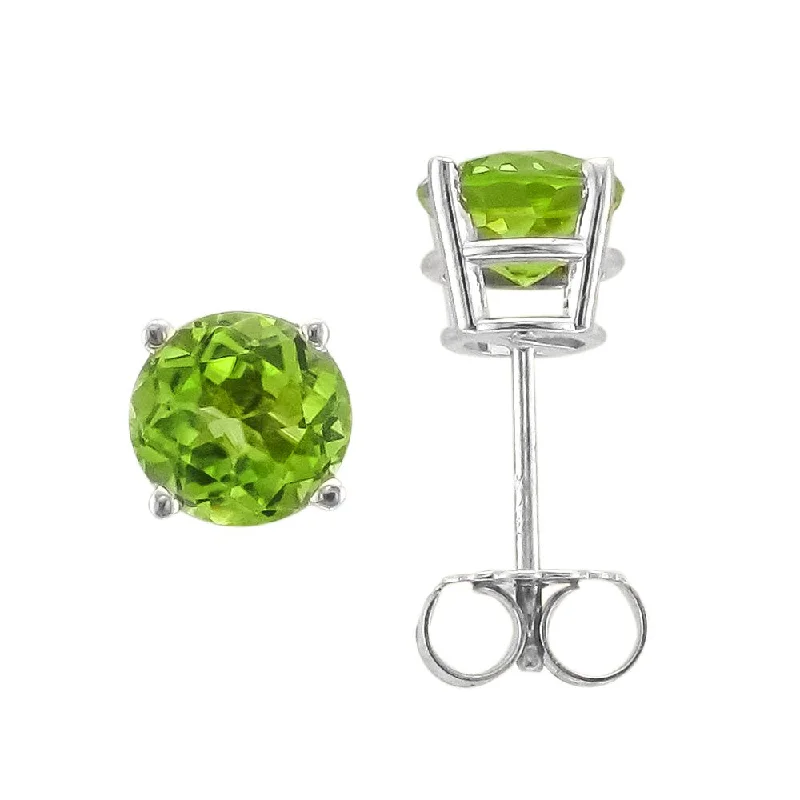 Vine hoop earrings-14KT WHITE GOLD 1.70 CTW ROUND PERIDOT EARRINGS