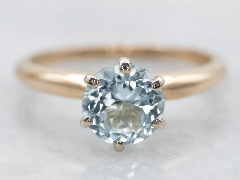 Akoya pearl rings-Round Cut Blue Topaz Solitaire Ring