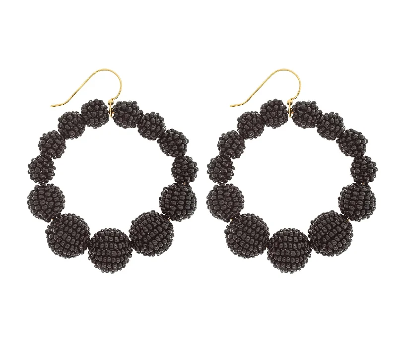 Wolf wing earrings-<br>The Olivia Hoop <br> Black