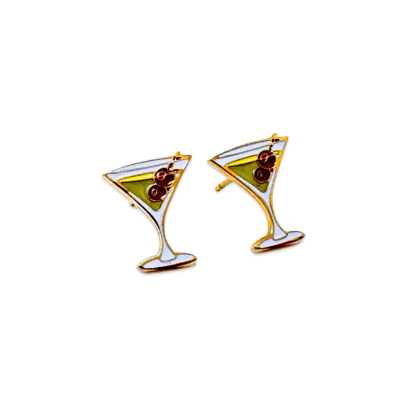 Coil knot earrings-Martini Enamel Earrings