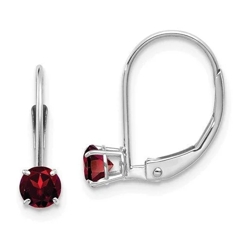 Fine hoop earrings-14KT WHITE GOLD 0.60 CTW GARNET LEVERBACK DROP EARRINGS