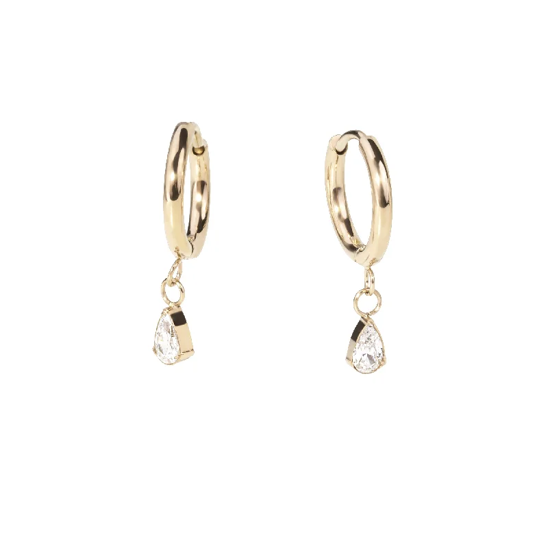 Gem strand earrings-Beth Huggie Earrings