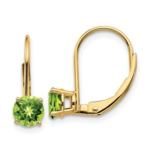 Thread tassel earrings-14KT YELLOW GOLD 1.10 CTW ROUND PERIDOT LEVERBACK EARRINGS