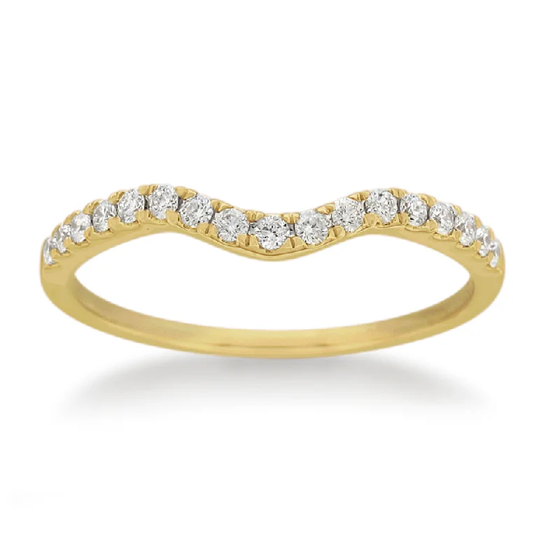 Aged lock rings-18ct Yellow Gold 'Carina' Contour Ring With 0.2 Carats Of Diamonds