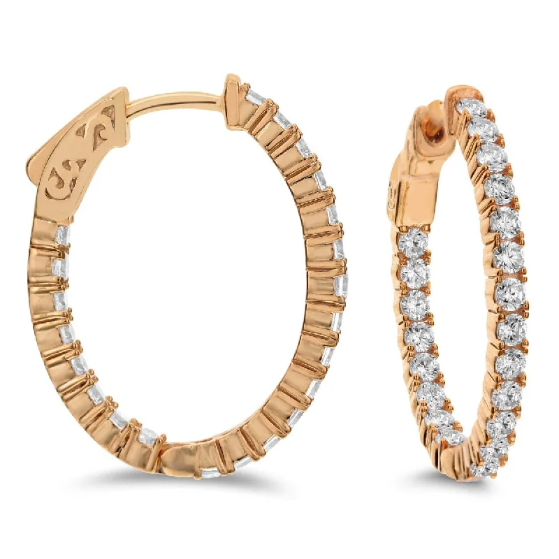 Soft clay earrings-18KT Gold 2.50 CTW Inside Out Diamond Hoop Earrings