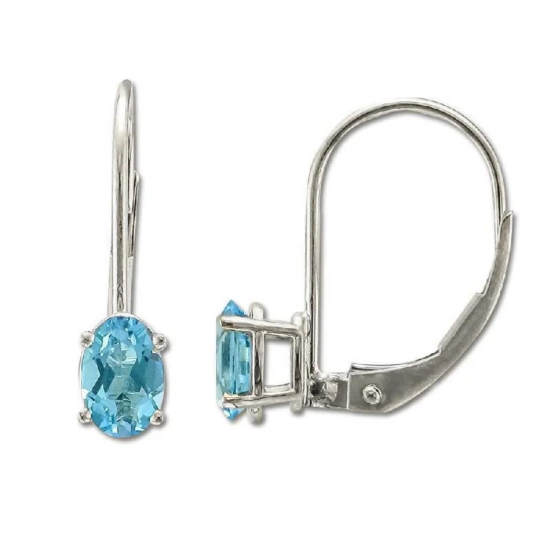 Ocean theme earrings-14KT WHITE GOLD 1.00 CTW BLUE TOPAZ LEVERBACK EARRINGS