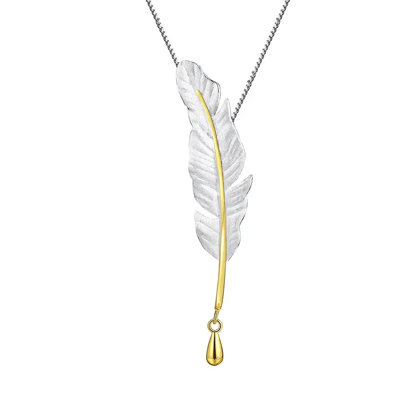 Angel wing necklaces-Vintage Long Goose Feather Necklace