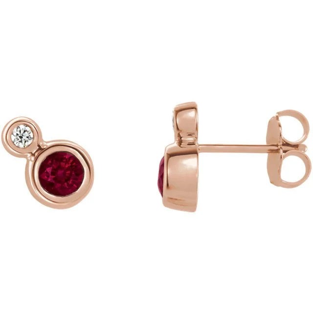 Sleek coin earrings-14KT GOLD 0.32 CTW RUBY & 0.03 CTW DIAMOND BEZEL-SET EARRINGS