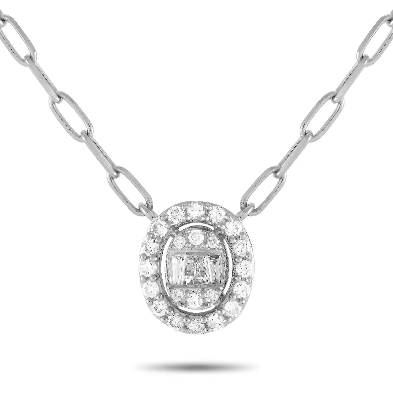 Glossy name necklaces-LB Exclusive 14K White Gold 0.35ct Diamond Link Necklace PN15565-W