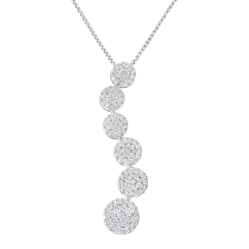 Solar star necklaces-14K White Gold 1 cttw Diamond Cluster Journey Pendant Necklace