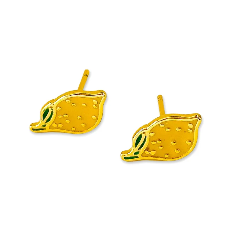 Fine wing earrings-Lemon Enamel Earrings