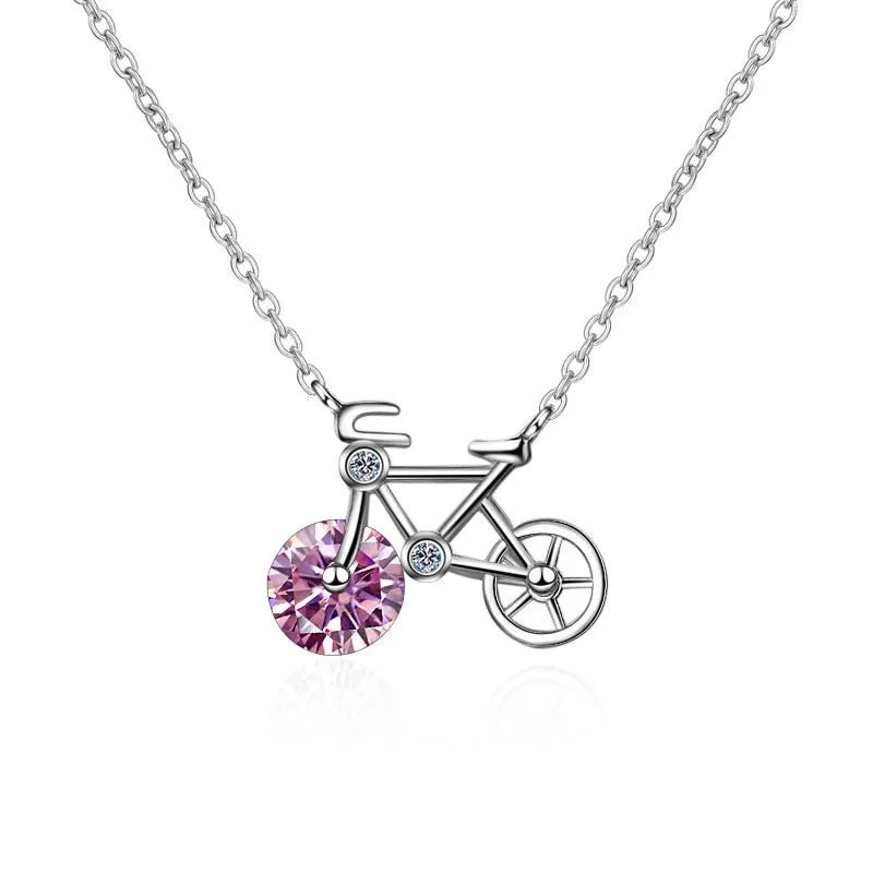 Multi-layer necklaces-1.0 Ct Round Cut Diamond Cute Bicycle Necklace