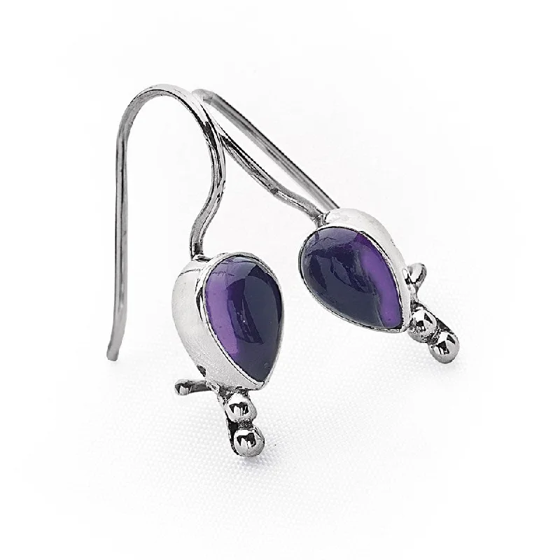 Stone-twisted earrings-Amethyst Tear Earrings